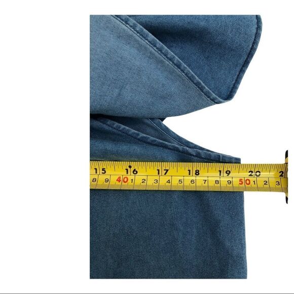 California Moonrise Blue Denim Chambray Off Shoulder Dress EUC - Picture 6 of 7